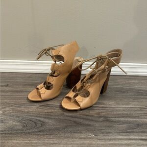 Lace up beige heels